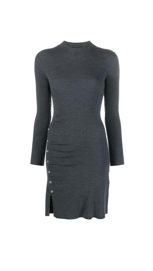 AIIZIE EMBELLISHED RIBBED-KNIT MINI DRESS - product image