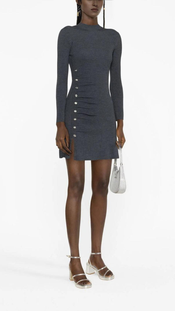 AIIZIE EMBELLISHED RIBBED-KNIT MINI DRESS - product image