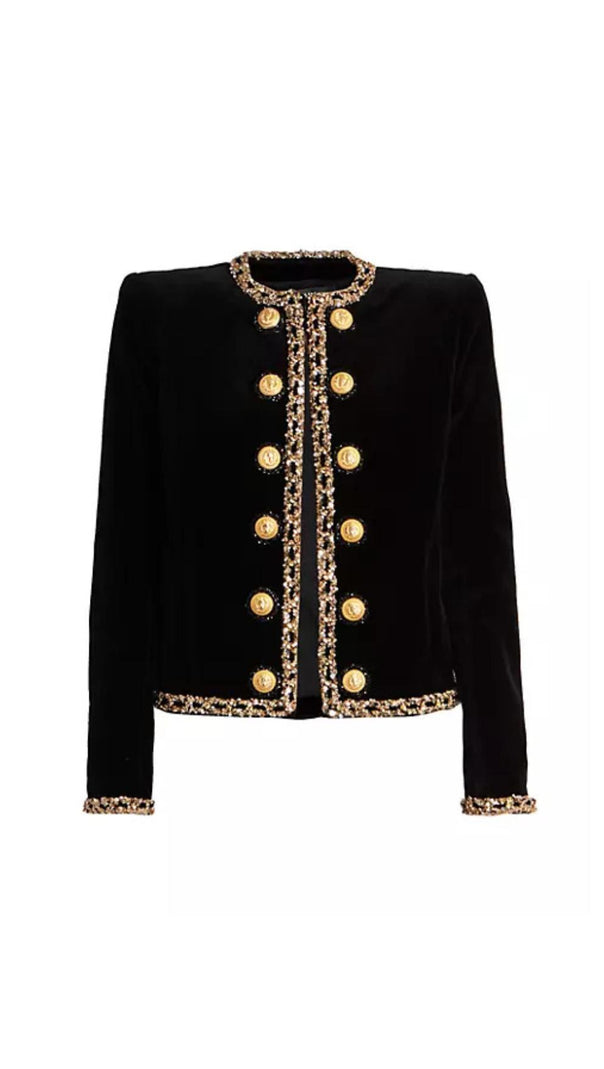 AIIZIE EMBELLISHED VELVET JACKET IN BLACK - product image