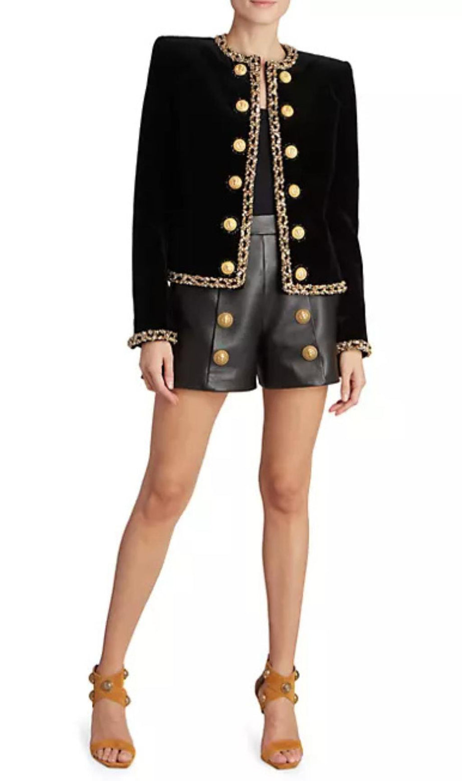 EMBELLISHED VELVET JACKET IN BLACK
