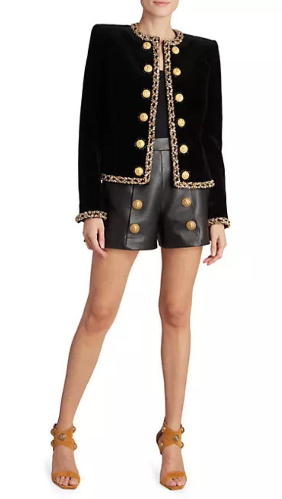 EMBELLISHED VELVET JACKET IN BLACK
