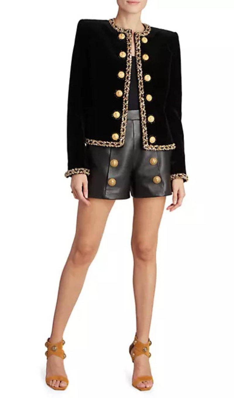 EMBELLISHED VELVET JACKET IN BLACK