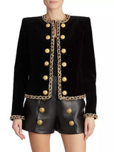 EMBELLISHED VELVET JACKET IN BLACK