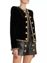 EMBELLISHED VELVET JACKET IN BLACK