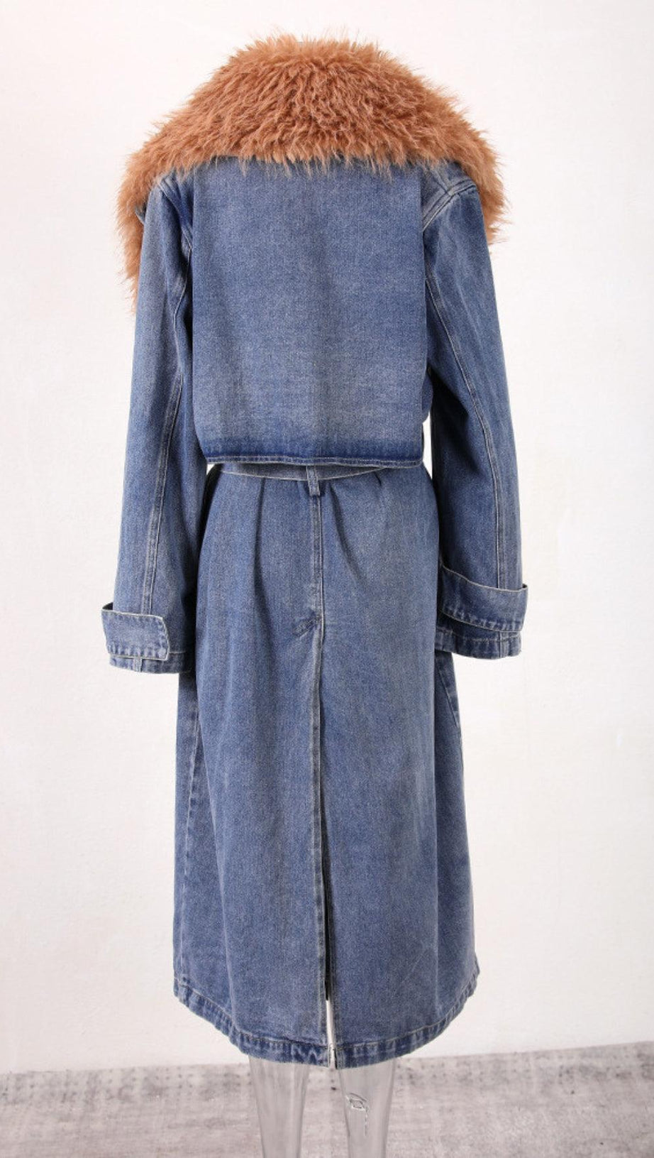 FAUX FUR COLLAR DENIM COAT