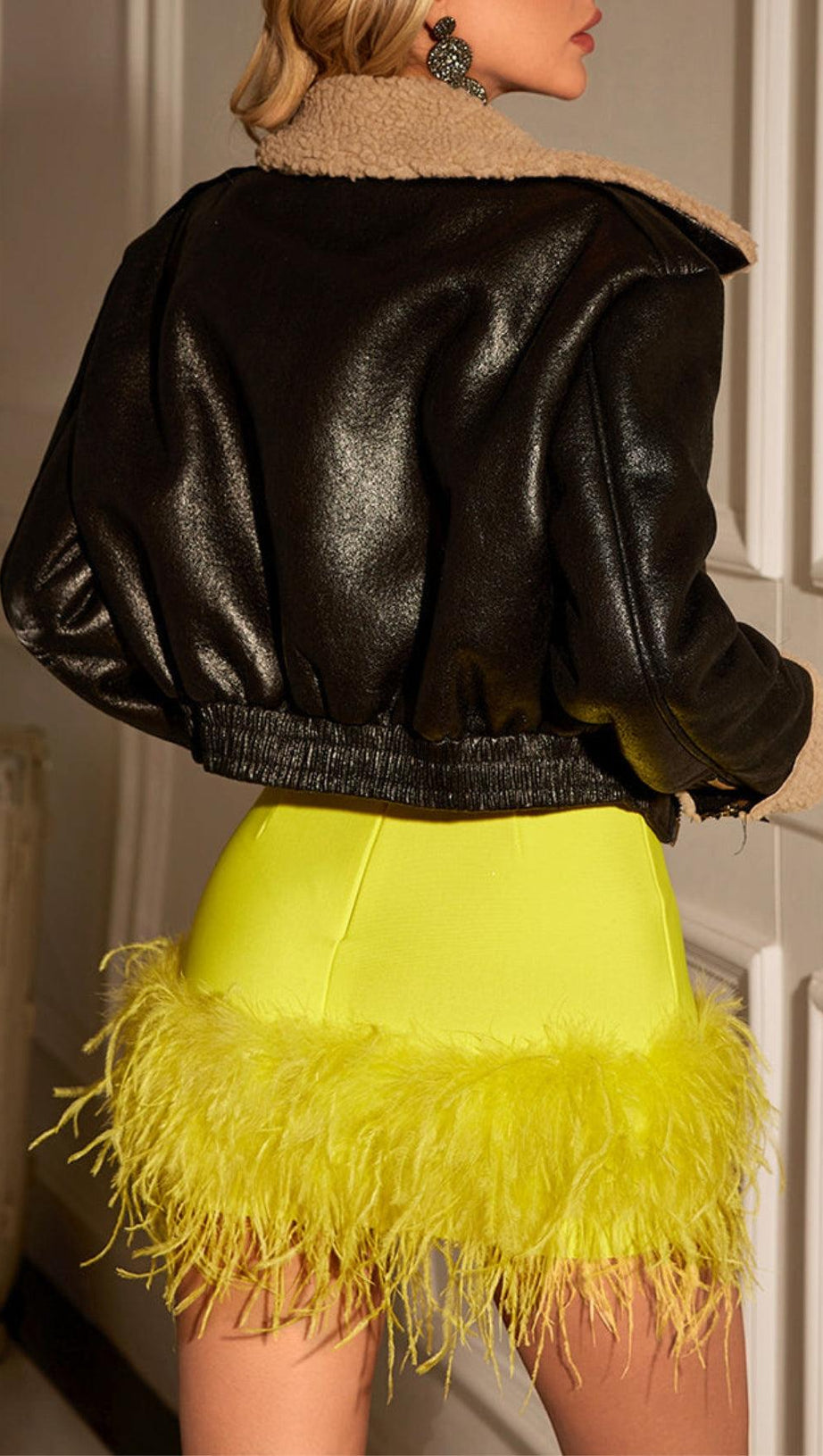 FAUX FUR LEATHER JACKET