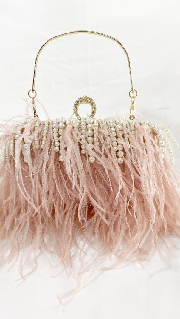 AIIZIE FEATHER PEARL CHAIN CLUTCH - product image