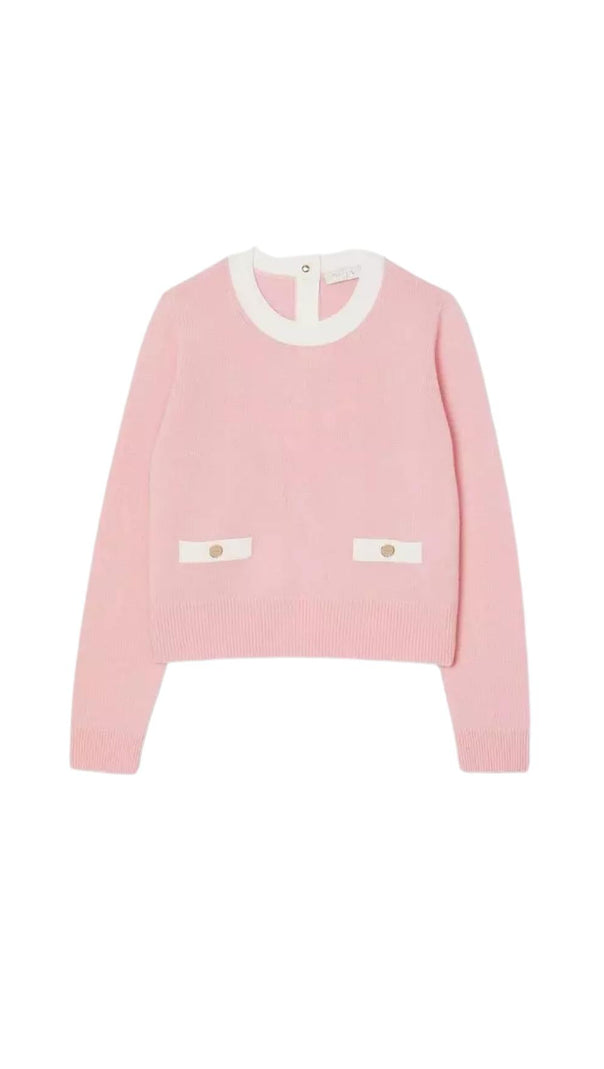 AIIZIE FINE KNIT BACK BUTTON SWEATER - product image
