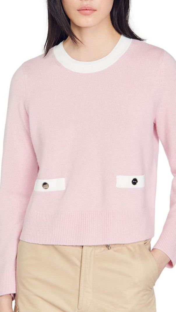 AIIZIE FINE KNIT BACK BUTTON SWEATER - product image