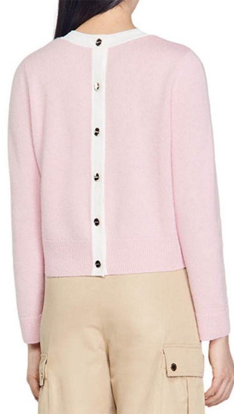 FINE KNIT BACK BUTTON SWEATER