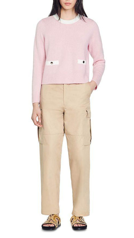 FINE KNIT BACK BUTTON SWEATER