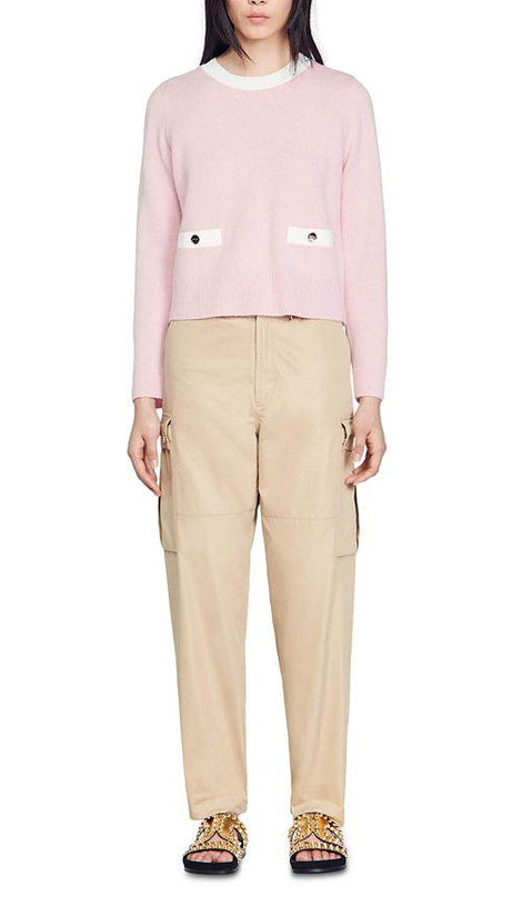 FINE KNIT BACK BUTTON SWEATER