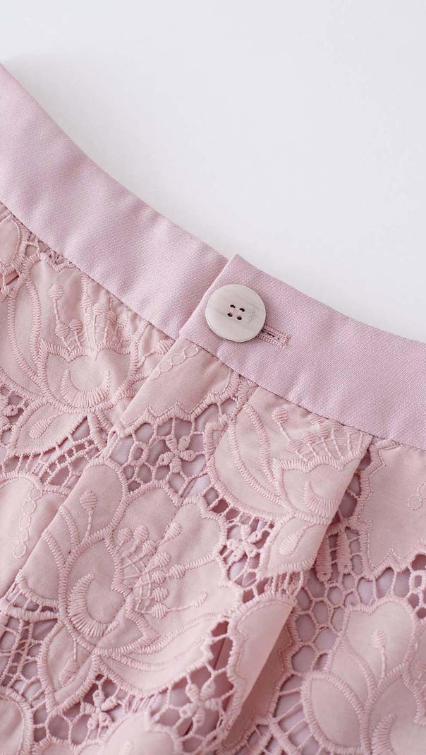 AIIZIE FLORAL EMBROIDER JACKET DRESS SET IN PINK - product image