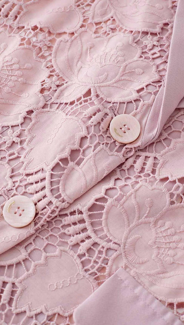 AIIZIE FLORAL EMBROIDER JACKET DRESS SET IN PINK - product image