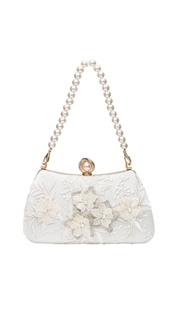 AIIZIE FLORAL LACE PEARL CLUTCH - product image