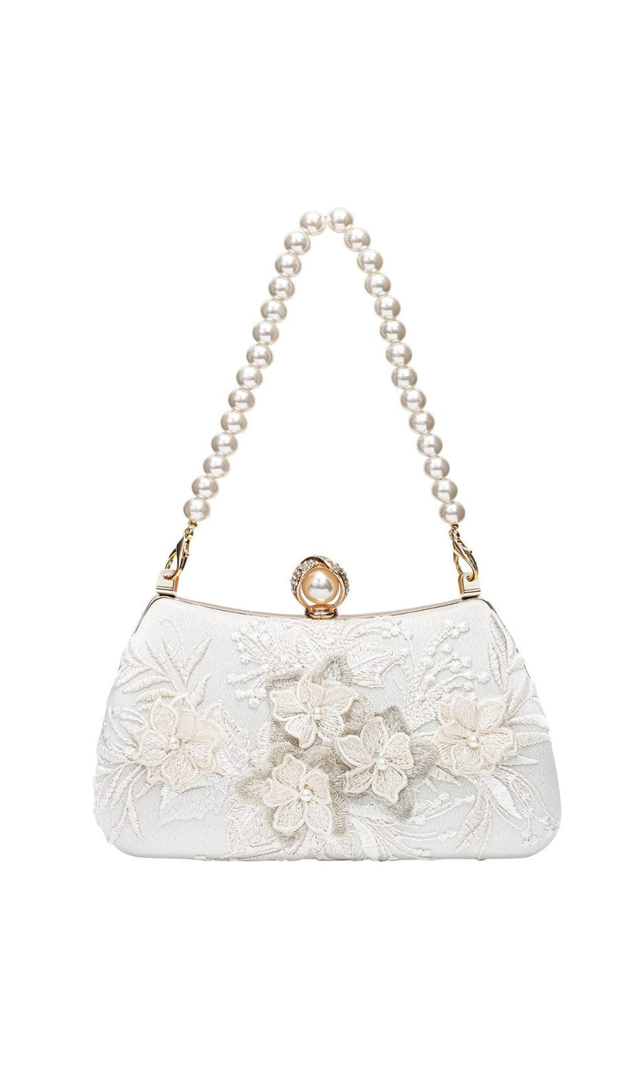 Clutch mit Blumenspitze und Perlen