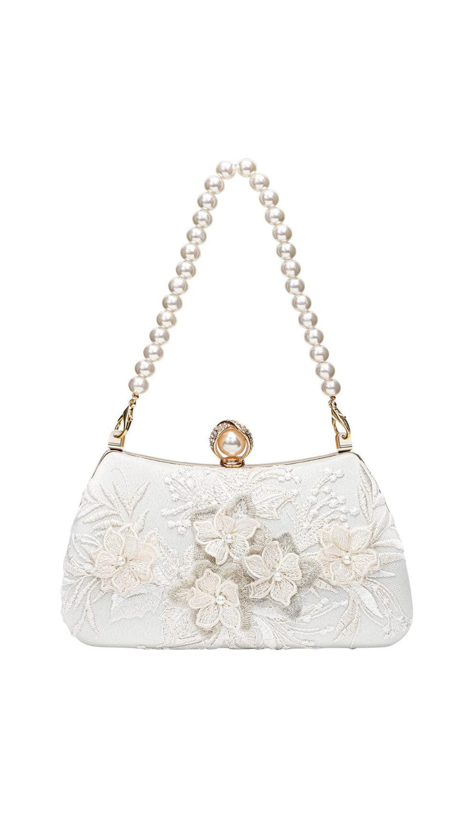 Clutch mit Blumenspitze und Perlen