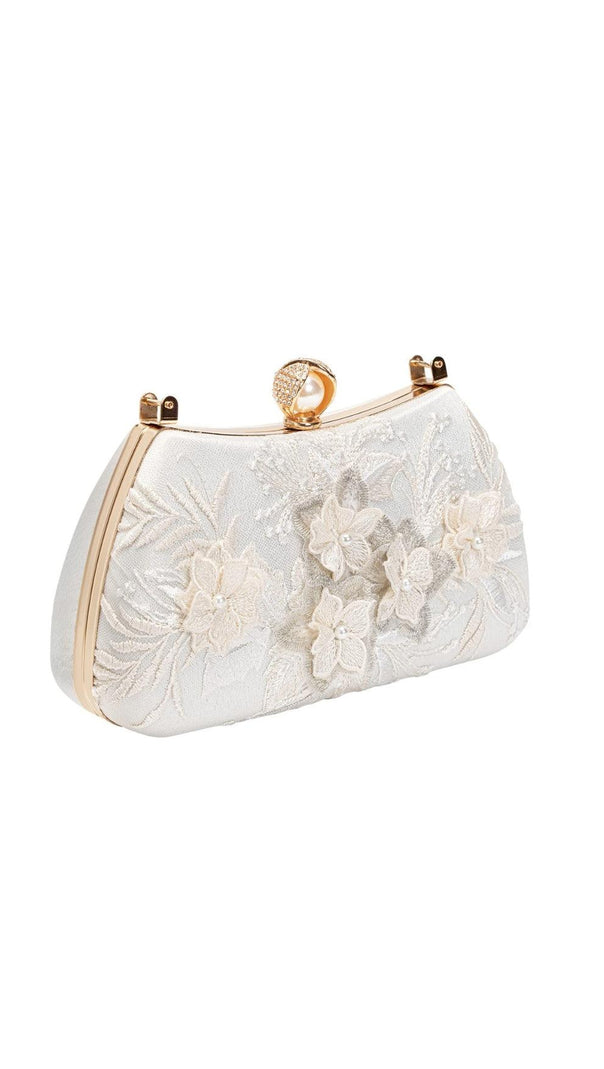 AIIZIE FLORAL LACE PEARL CLUTCH - product image