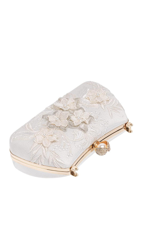 AIIZIE FLORAL LACE PEARL CLUTCH - product image