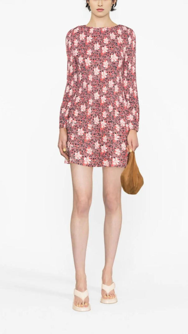 AIIZIE FLORAL LONG SLEEVE MINI DRESS - product image