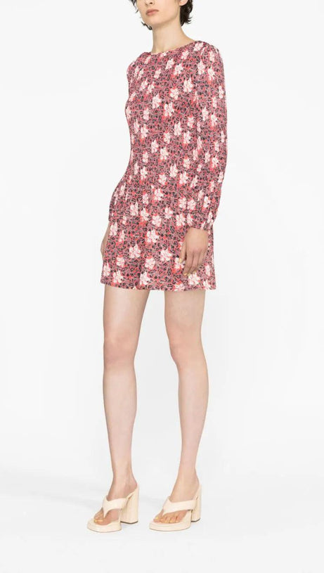 FLORAL LONG SLEEVE MINI DRESS