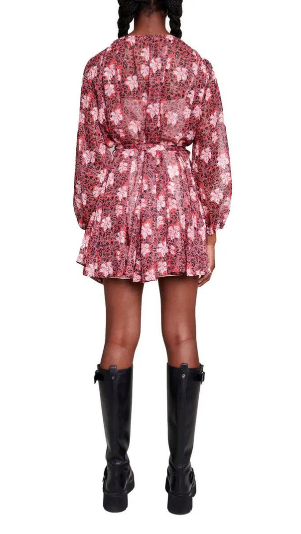 AIIZIE FLORAL LONG SLEEVE MINI DRESS - product image