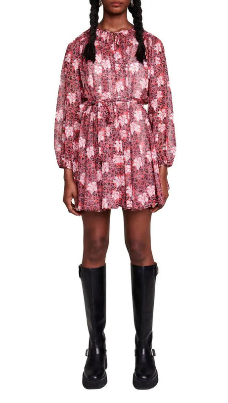 FLORAL LONG SLEEVE MINI DRESS