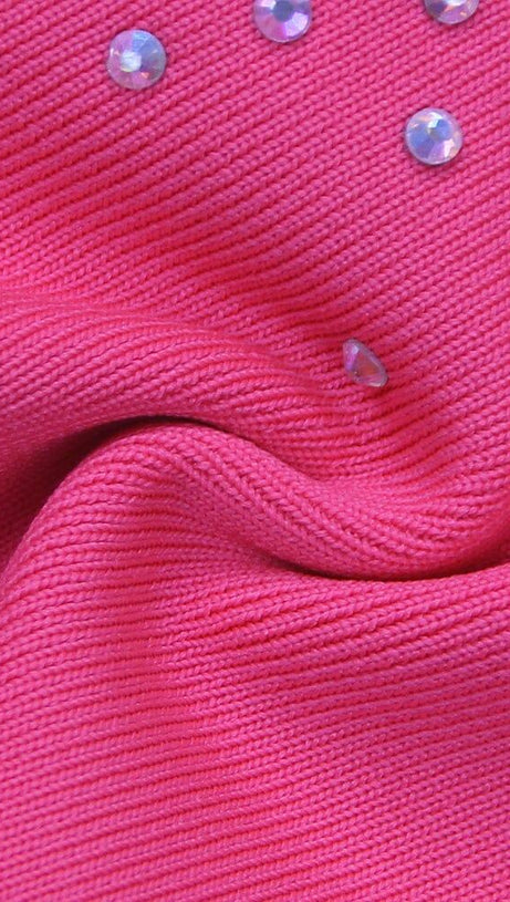 HALTER NECK CRYSTAL BACKLESS JUMPSUITS IN PINK