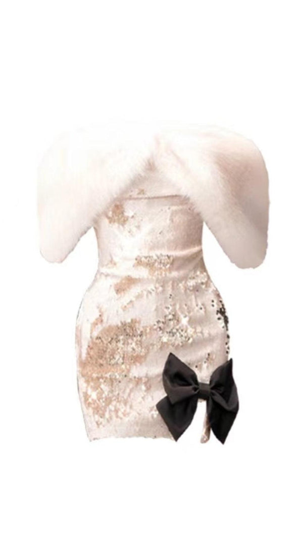 AIIZIE ARTIFICIAL FUR SEQUNED MINI DRESS - product image