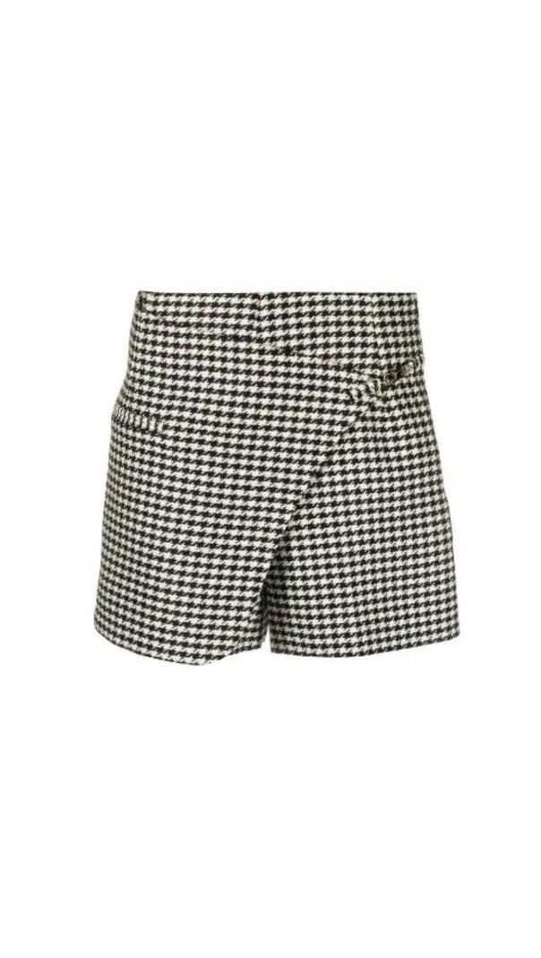 AIIZIE ASYMMETRIC HOUNDSTOOTH SHORTS - product image