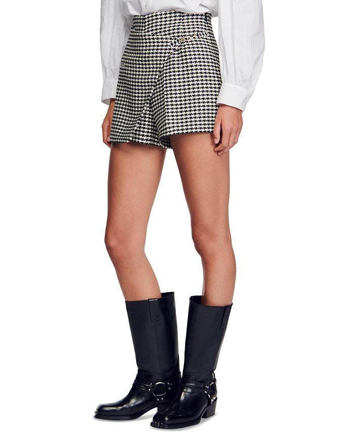 AIIZIE ASYMMETRIC HOUNDSTOOTH SHORTS - product image
