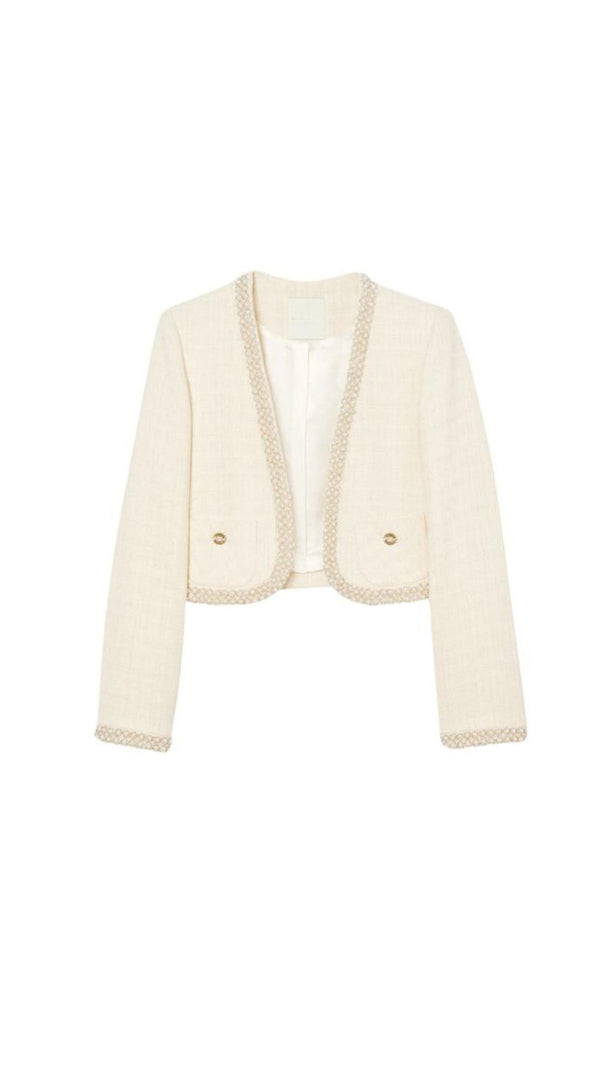 AIIZIE BEAD TRIM CROPPED TWEED JACKET - product image