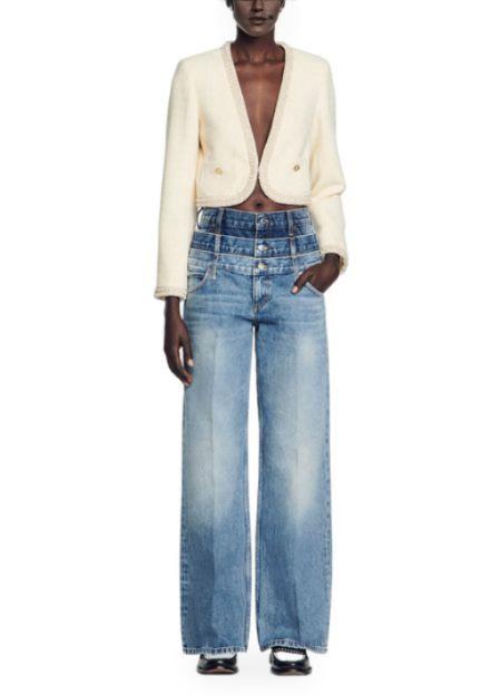 KURZE TWEEDJACKE MIT PERLENBESATZ 