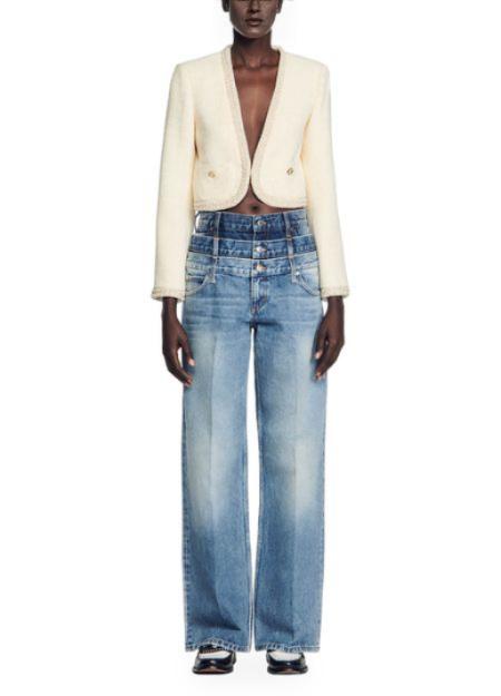 KURZE TWEEDJACKE MIT PERLENBESATZ 