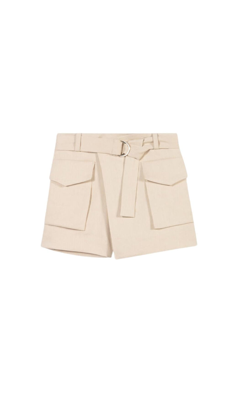 BEIGE BELTED SKORT