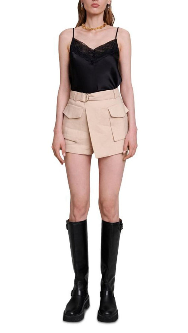 AIIZIE BEIGE BELTED SKORT - product image