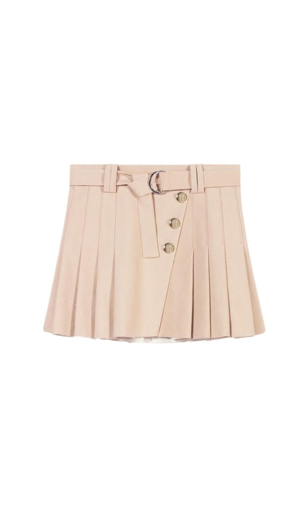 BEIGE PLEATED MINI SKIRT