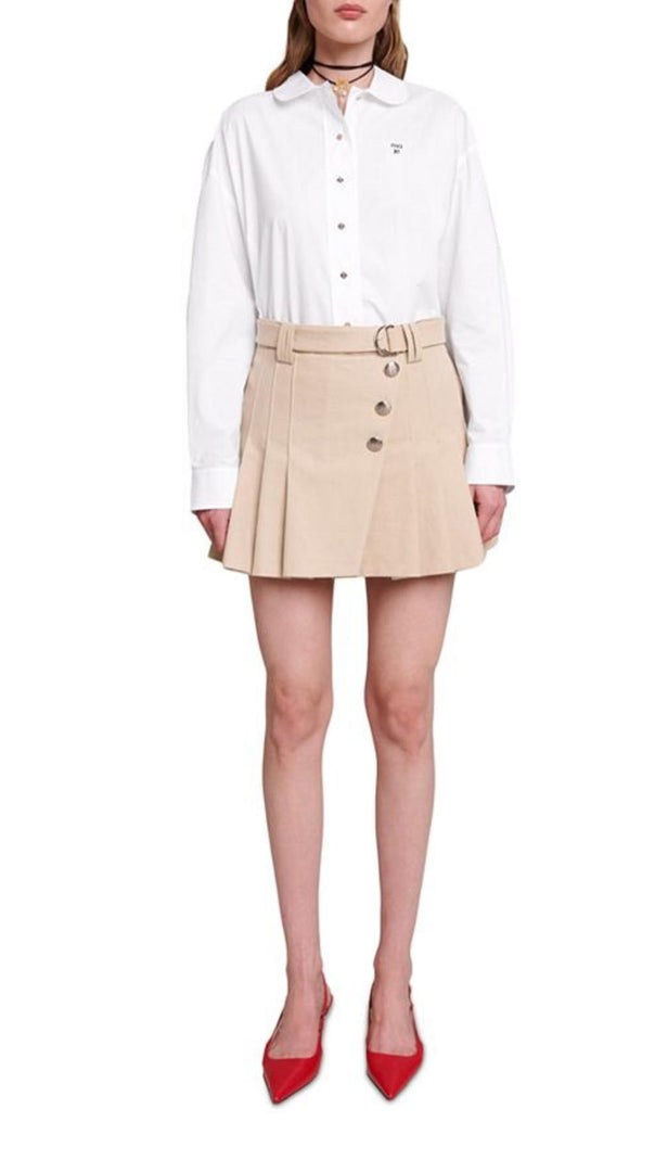AIIZIE BEIGE PLEATED MINI SKIRT - product image