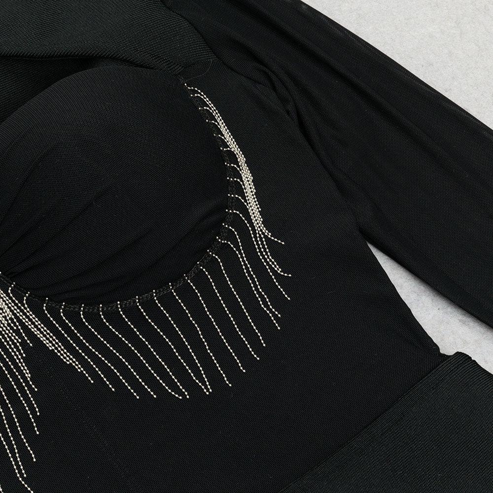 AIIZIE BLACK CUT OUT MESH MINI DRESS - product image