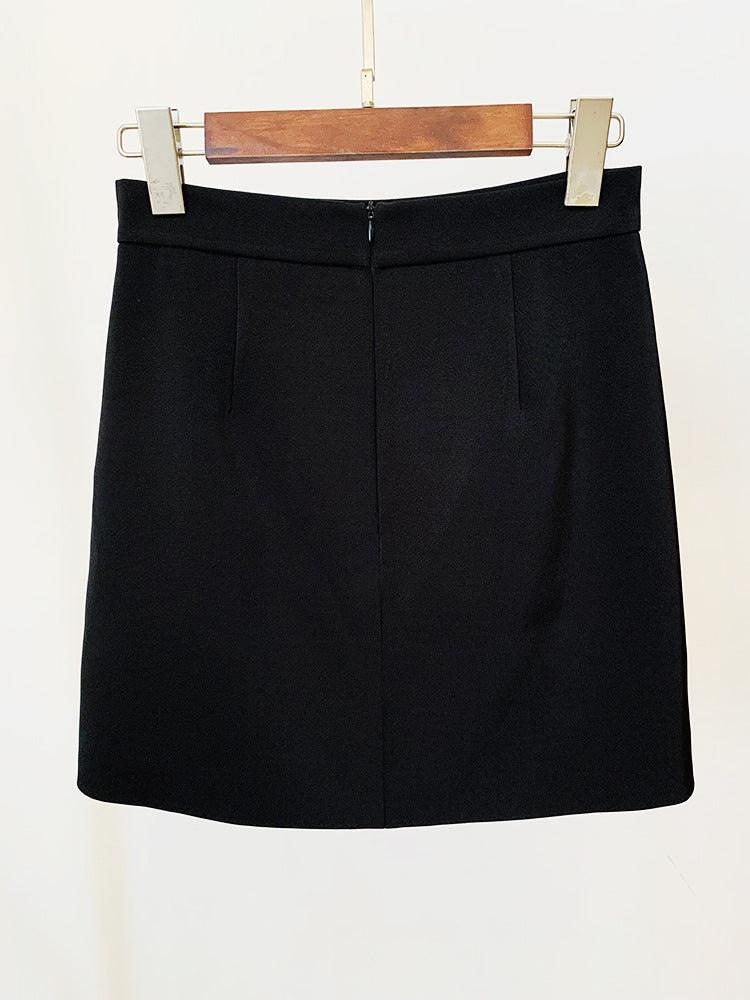 Black Rhinestone Embellished Skirt Set