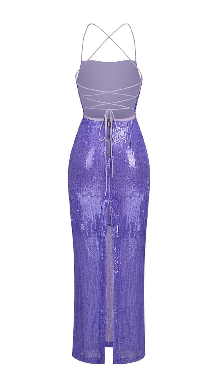 SEQUIN BACKLESS MAXI DRESS IN PURPLE