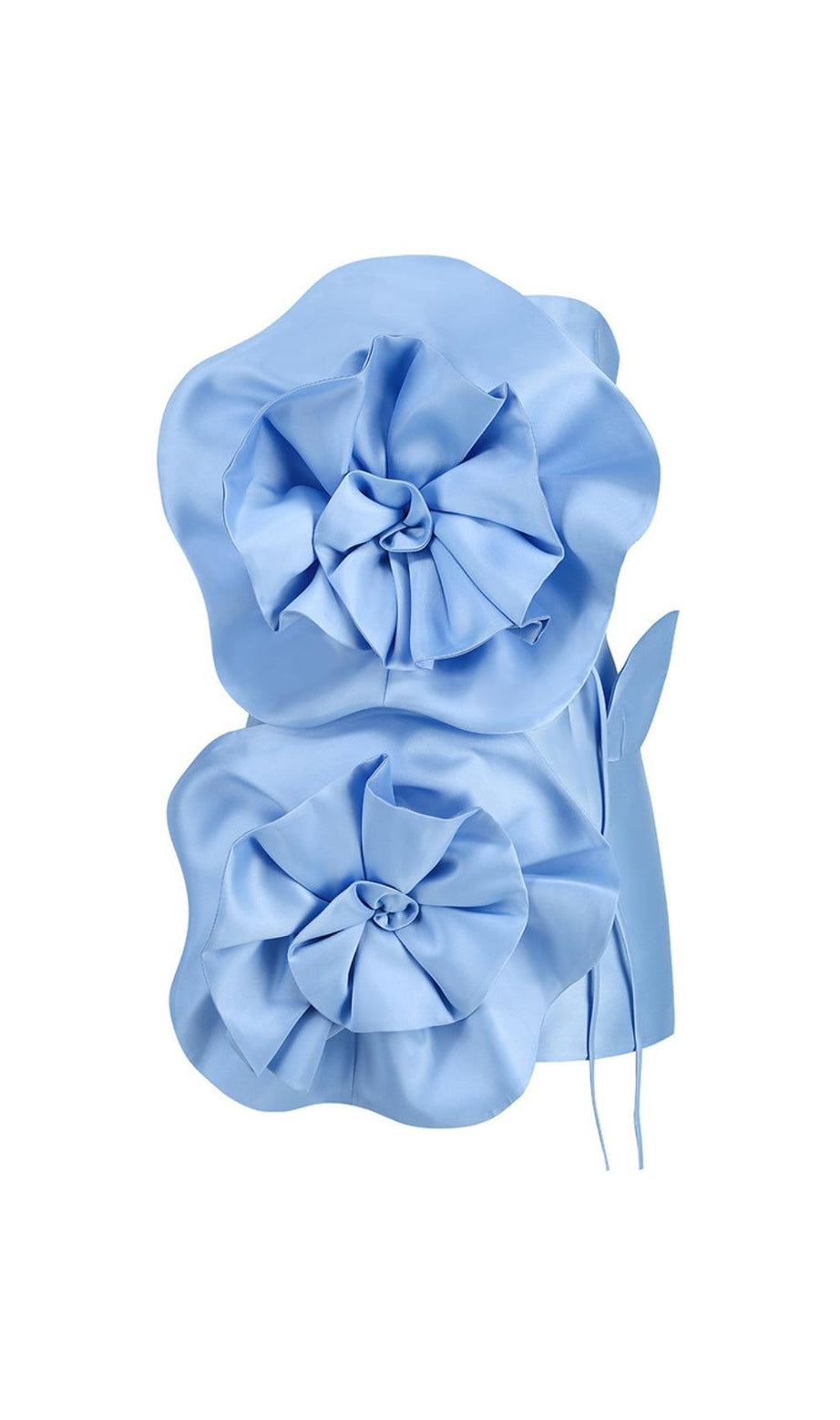 MINI ABITO SENZA SPALLINE CON FIORI BLU