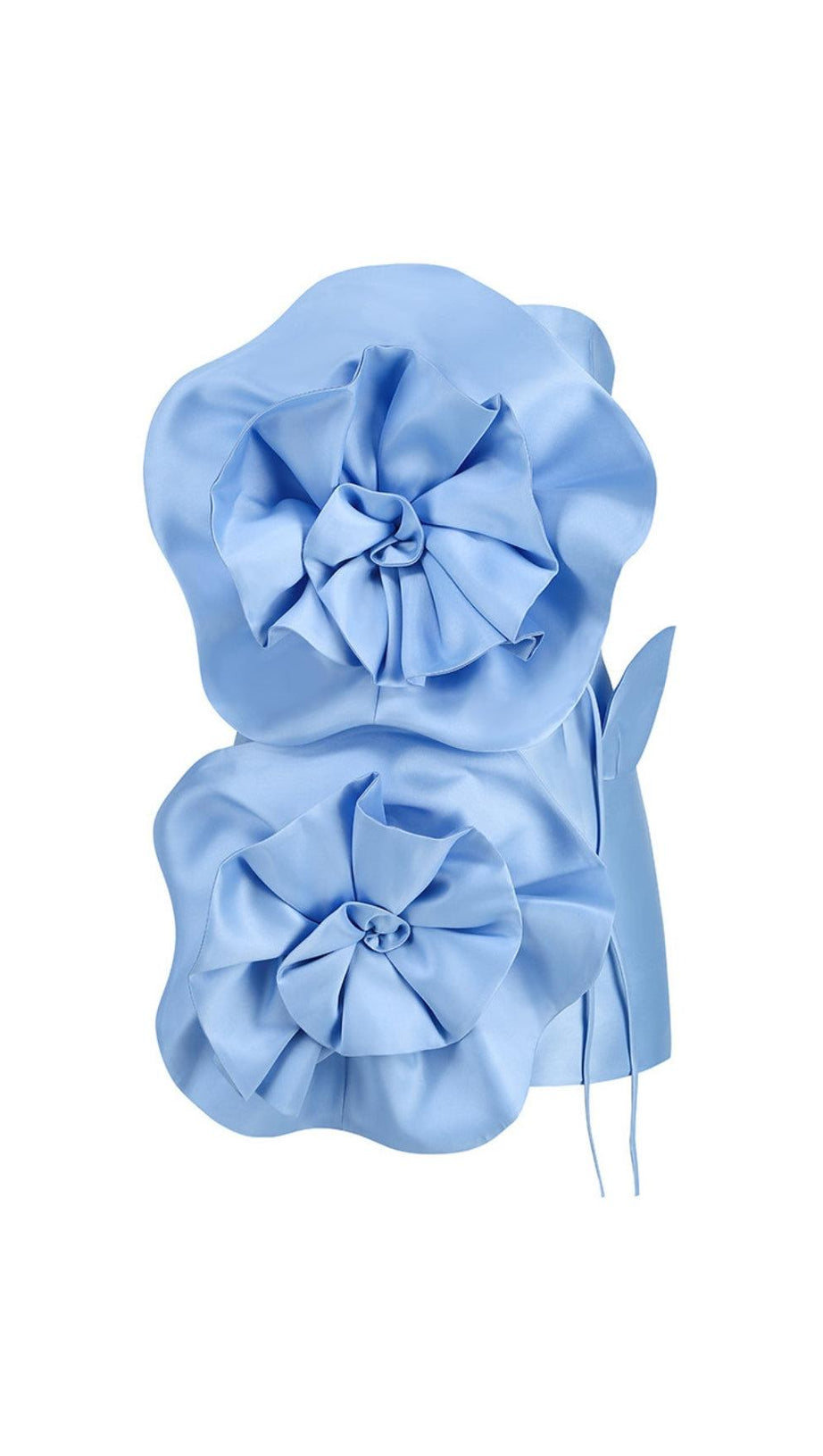 BLUE FLOWER STRAPLESS BIND MINI DRESS