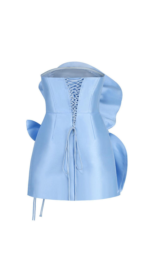 AIIZIE BLUE FLOWER STRAPLESS BIND MINI DRESS - product image