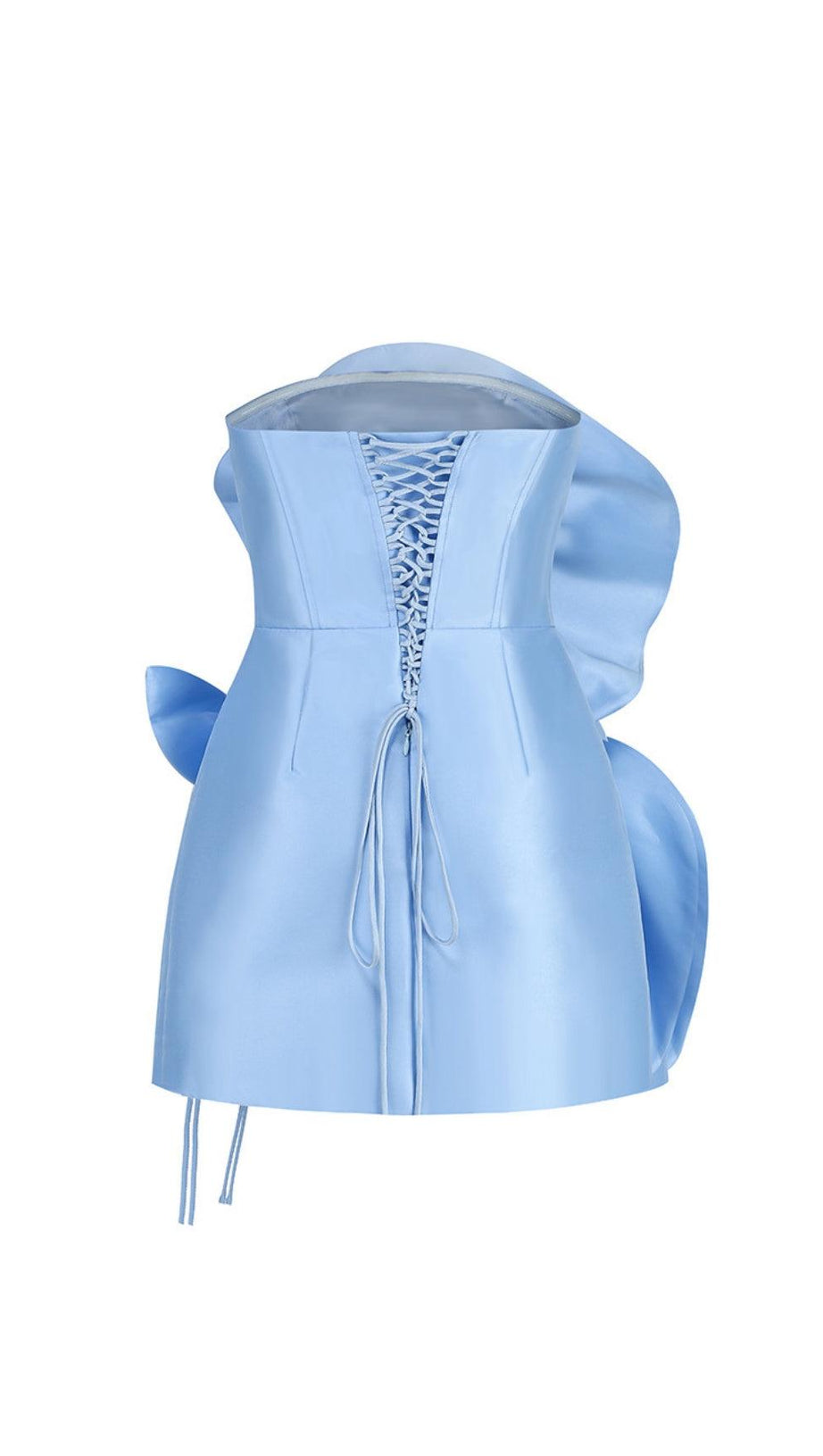 BLUE FLOWER STRAPLESS BIND MINI DRESS