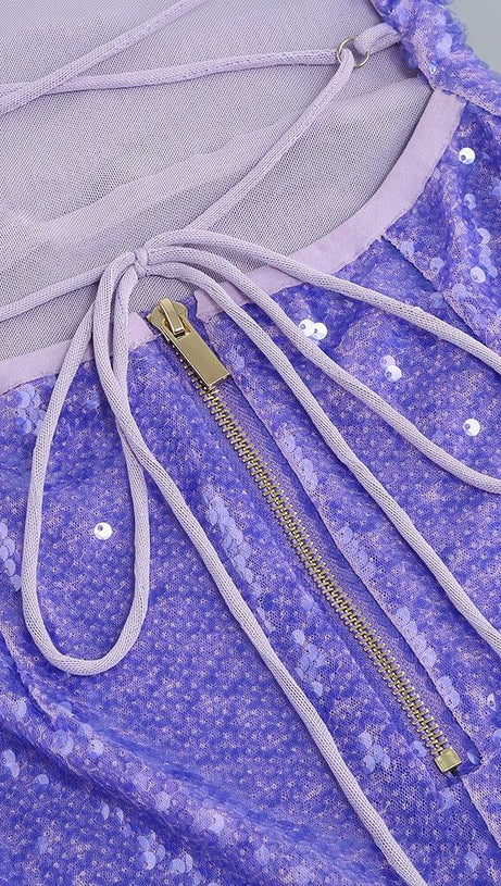 SEQUIN BACKLESS MAXI DRESS IN PURPLE