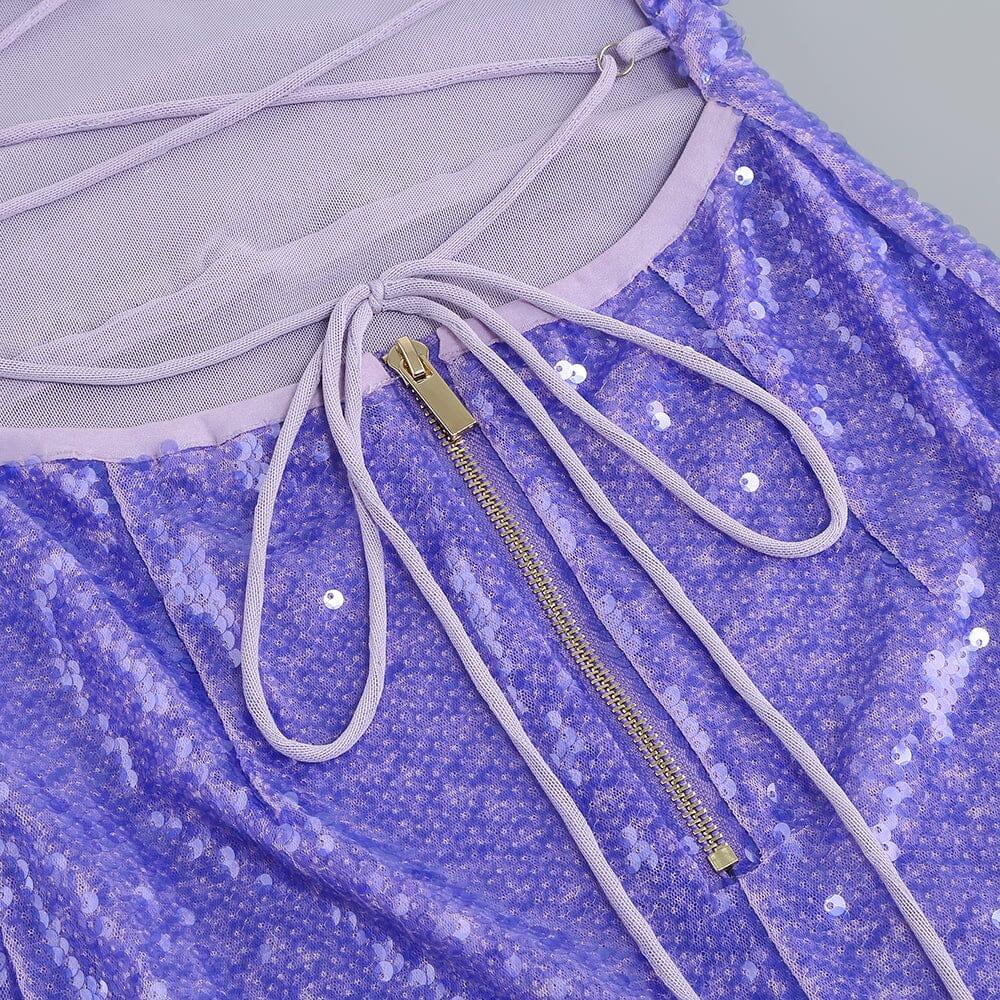 AIIZIE SEQUIN BACKLESS MAXI DRESS IN PURPLE - product image