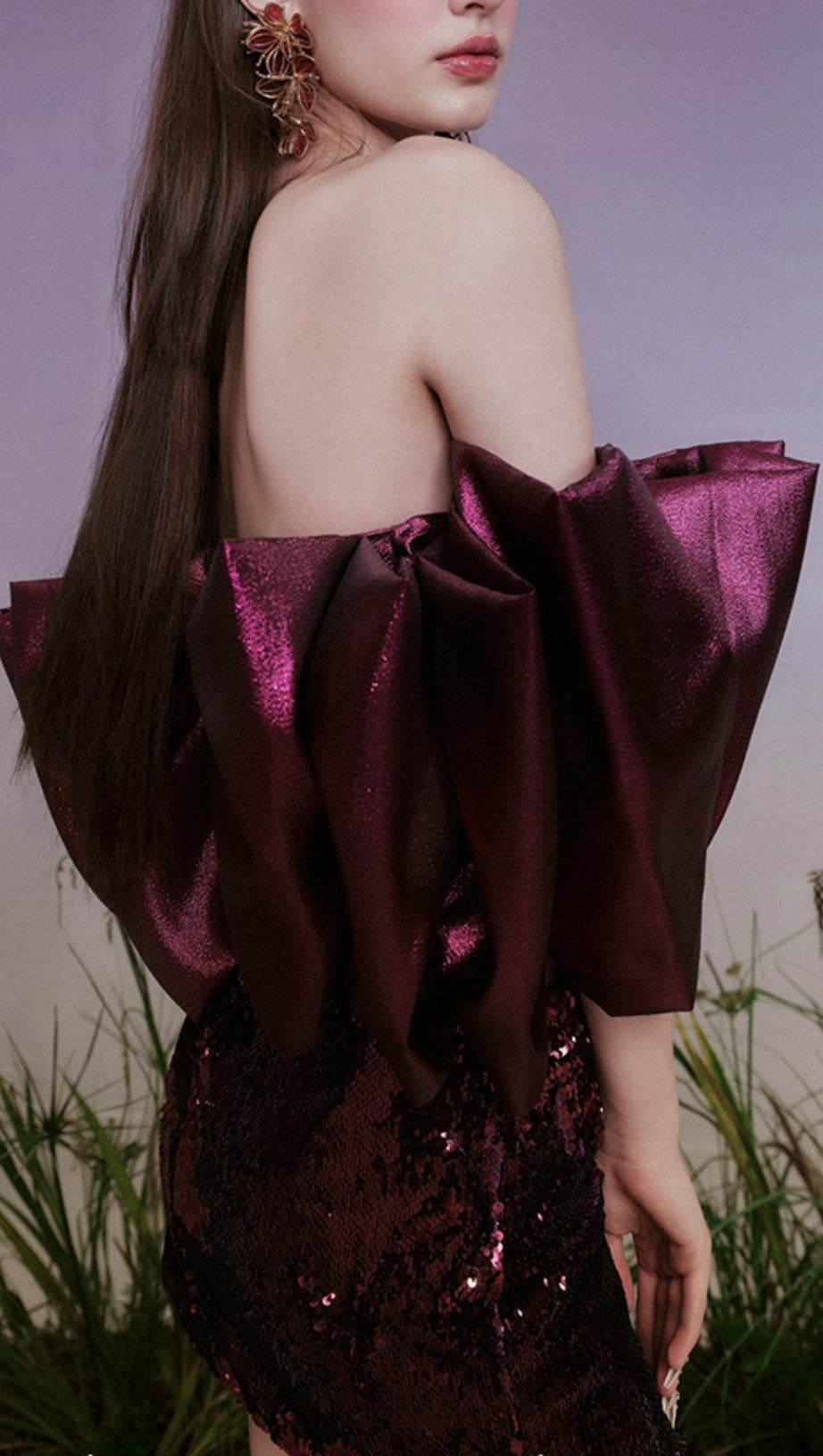 BOW TOP & SEQUIN SKIRT SUIT