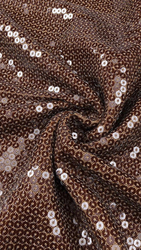 BROWN CUT OUT SEQUIN MAXI DRESS