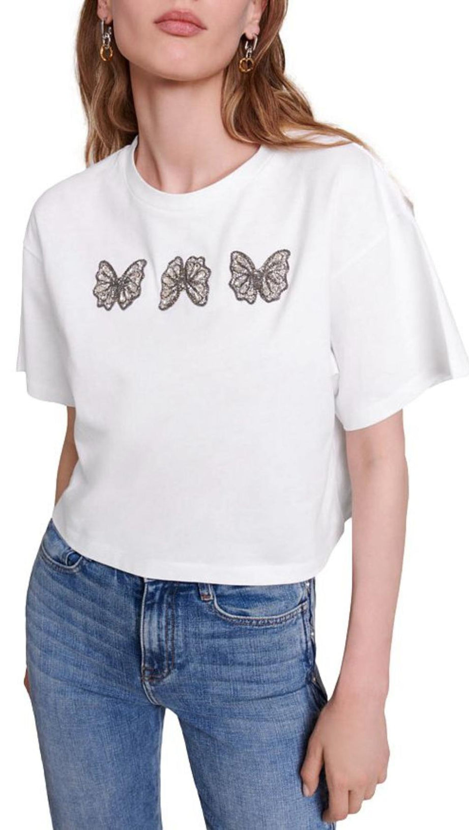 T-SHIRT IN COTONE CON FARFALLA 